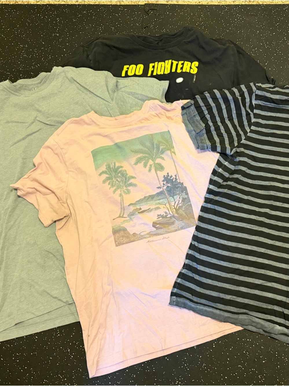Men's Gray and Black Striped Short Sleeve Tee - Unbranded